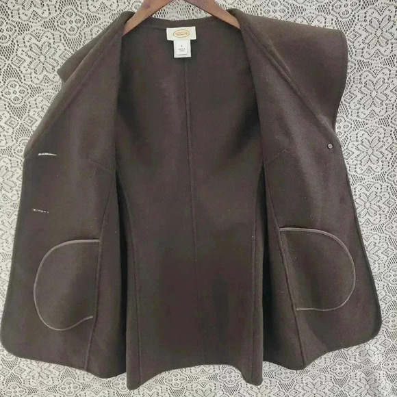 Vintage Talbots 100% wool shawl neck women's pea coat unlined 4 brown - Picture 3 of 7